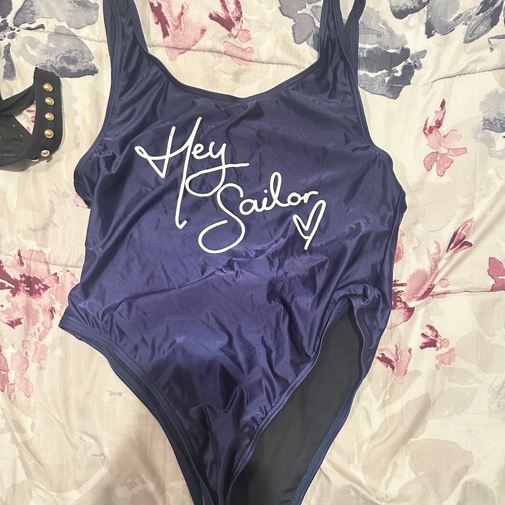 MINKPINK Blue One Piece Swimsuit with Classic Tank Style